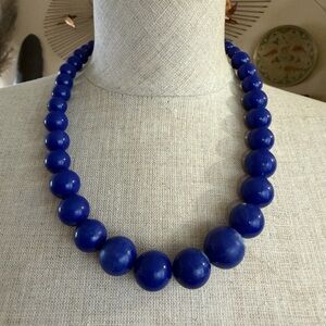 Vintage Cobalt Blue Plastic Bead Statement Necklace